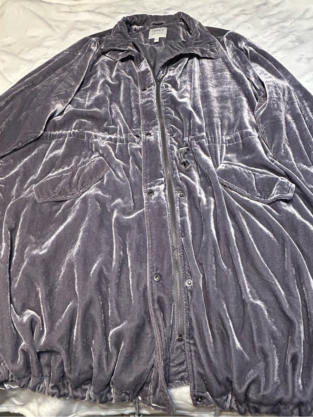 torrid Velvet Drawstring Jacket in Dusty Purple